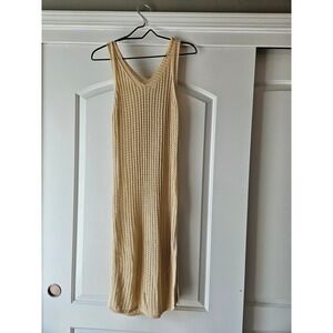 Open Weave Maxi Dress Boho Layers Festival Cream Sz XS Beach Mermaidcore Summer
